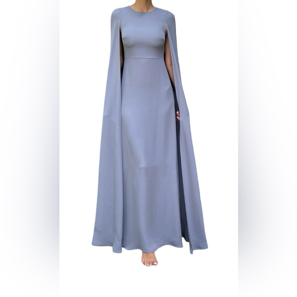 Grey (Periwinkle) Valentino Cape Gown. Size 2.